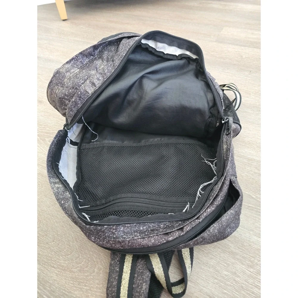 Victorias Secret PINK Backpack Gold Black Metallic Glitter School Bag Gym Travel
